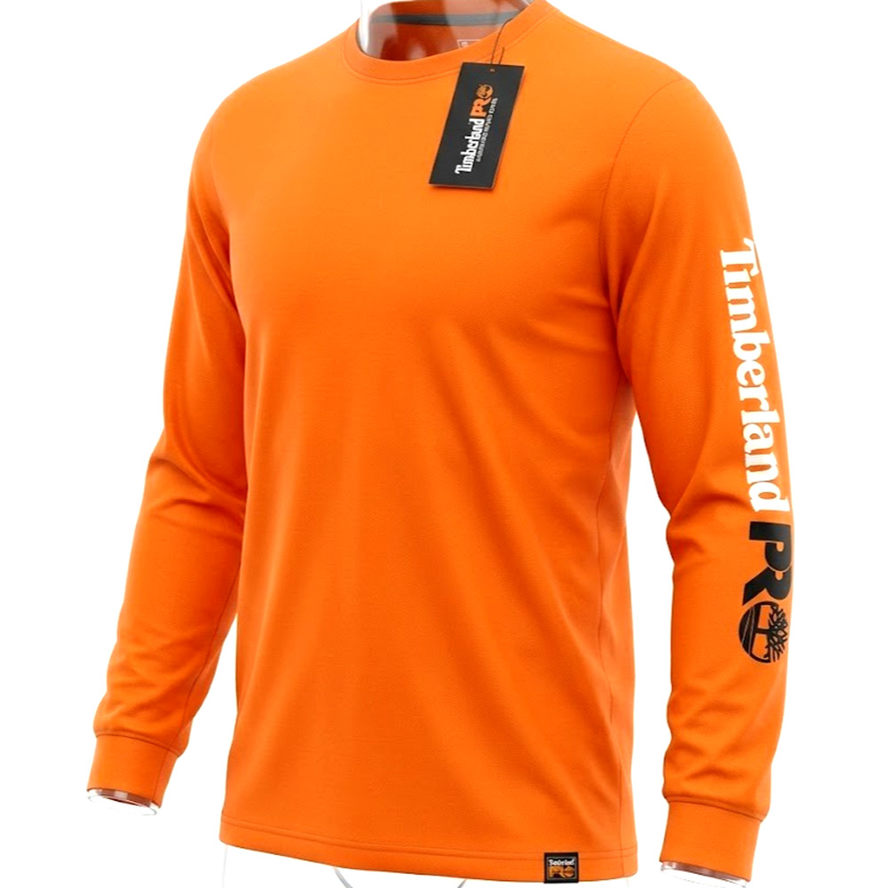 NWT Timberland Pro Men's Safety Orange Long Sleeve Tech T-Shirt - Size M